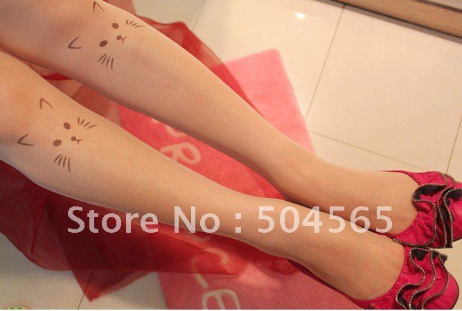 IRIS Knitting LG-031 Free Shipping,Japan Fashion Women Tattoo Leggings,Cat Hand Printed Silk Stockings/Tights,Lady Pantynose