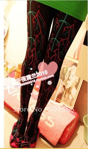 IRIS Knitting LG-041 Free Shipping,NEW Fashion Women Tattoo Leggings,Vessel Hand Printed Stockings/Tights,Ladies Pantyhose