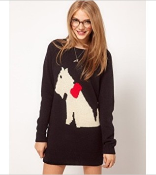 IRIS Knitting Women's Knitted Dog Animal Sweaters Winter Long Sleeve  Pullovers Lady Leasure Sweatshirts Free Shipping SW-040