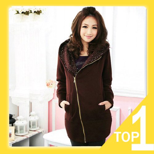 Ironed ablazely inclined zipper leisure thick furry guard coat even cap grinding increase yards coat Free shipping Y0772