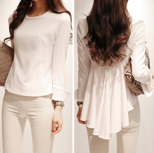 Irregular after ol elegant chiffon pullover style shirt