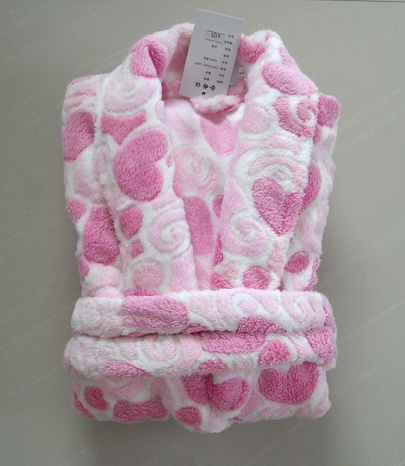 Is good day coral fleece sleepwear bathrobes lounge jacquard heart