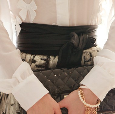 Is the strap bow tie ultra wide leather cummerbund belt women's belt free shipping