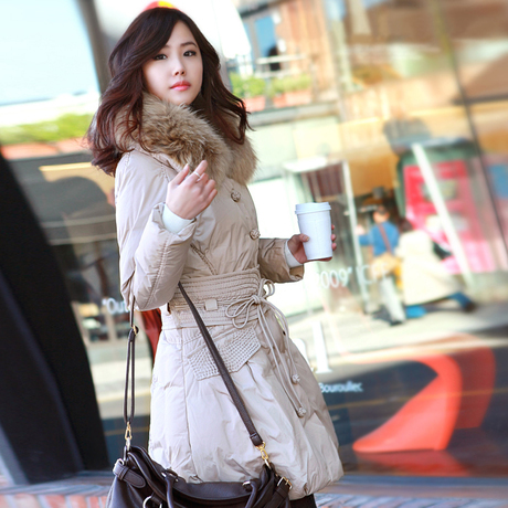Is very popular 2012 winter down coat female medium-long large fur collar fashion down jacket  women's clothing
