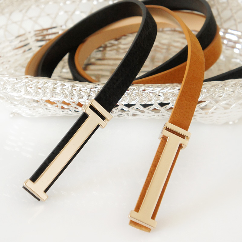 Isn't I-section buckle women's genuine leather thin belt all-match fashion belt female fs1092