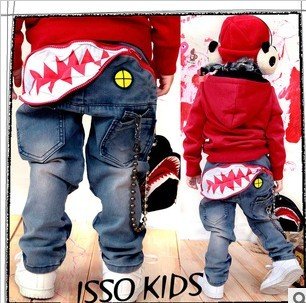 ISSO KIDS children's clothing wholesale  manufacturers Children shark tooth jeans foreign trade boy pants trousers