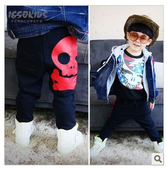 ISSOKIDS 4pcs/lot children girl's / boys long pants casual skull Harem Pants/trousers baby jeans