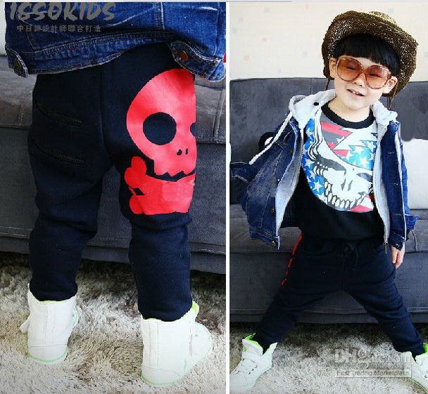 ISSOKIDS 4pcs/lot children girl's / boys long pants casual skull Harem Pants/trousers baby jeans