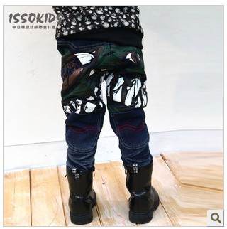 ISSOKIDS jeans (4pcs/1lot) children/kids jeans boys Buttock big monster printing design jeans1214-4