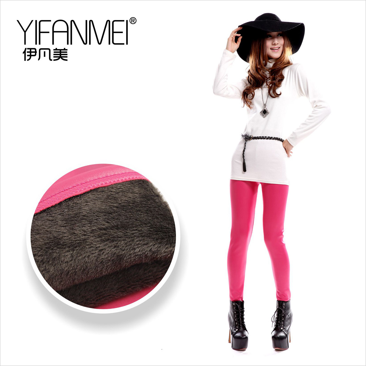 Ivanovo autumn and winter beaver plush faux leather pants Women thermal legging plus velvet thickening ankle length trousers