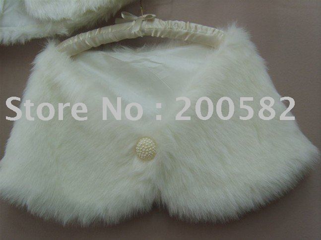 ivory bridal Jackets with pearl botton,fur wedding wrap in wholesale price ,fur Wedding Jackets WJ041