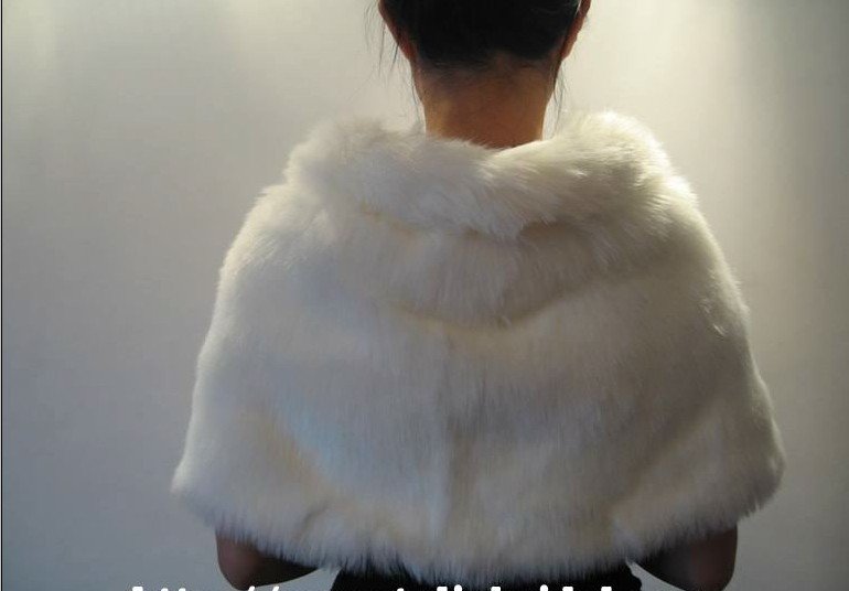 Ivory faux fur bridal wrap shrug stole shawl #A001 SM