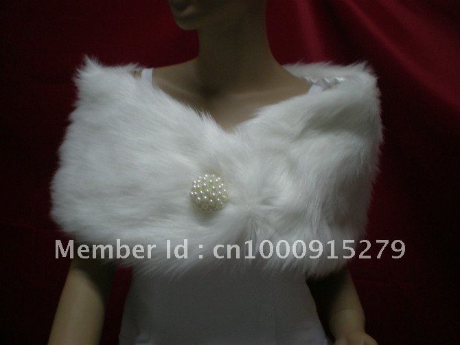 Ivory Faux Fur Wedding Shawl Wrap Jacket Coat Scarves
