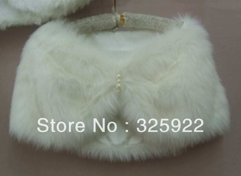 Ivory Faux with Beading Fur Bridal Wrap/ Jacket/Shawl/Cape/Stole/Bolero/Throw/ Shrug