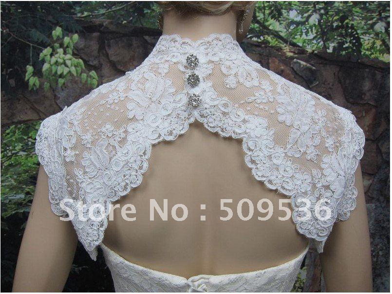 Ivory sleeveless bridal keyhole back alencon lace bolero Size:Small,Medium,Large,X-Large