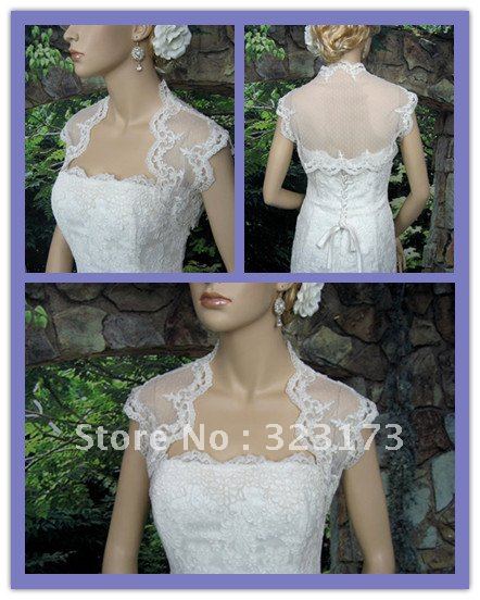 Ivory Sleeveless Dot Lace Wedding Bridal Bolero Jacket