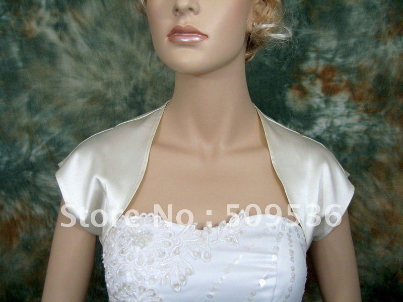 Ivory sleeveless wedding satin bolero jacket Satin007 Main Color:  Ivory