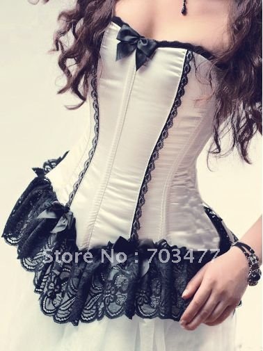 Ivory steel boned corset lace up corset dress 2012 wholesale and retail strapless corset high quality corset sexy lingerie