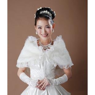 Ivory White Bridal Shawl Faux Fur Wedding Shawl Warp Jacket for wedding Dress Winter Lace shawl