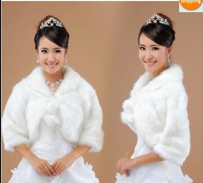 Ivory & White Faux Fur Bridal Wrap/Jacket/