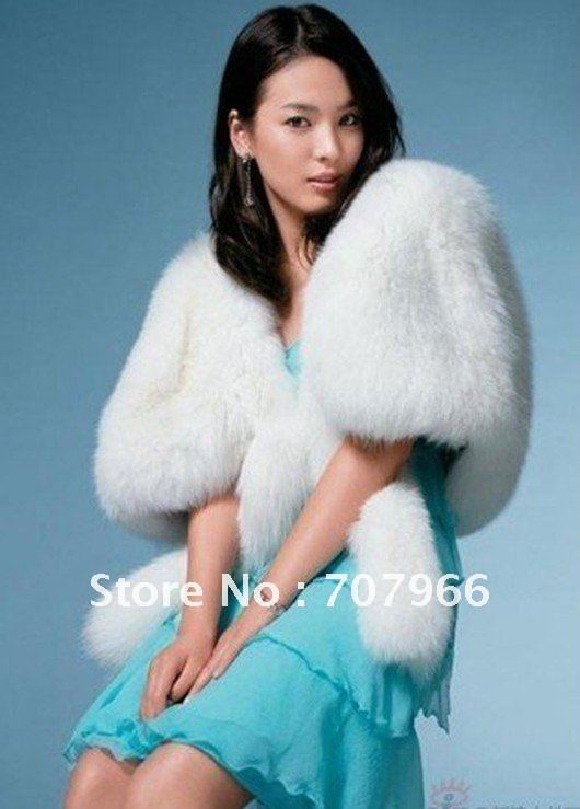 Ivory/white Faux Fur Stole Wrap Shrug Bolero Coat Bride shawl