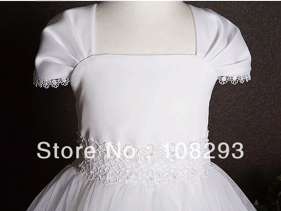 ivory \ White flower girl dresses - Pleated Sleeves Dress