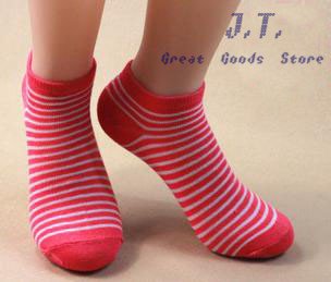 [J.T.]NEW Autum-Free shipping-12pairs/lot-Cotton female sock slippers with star and striped design-(22-25)JT15M