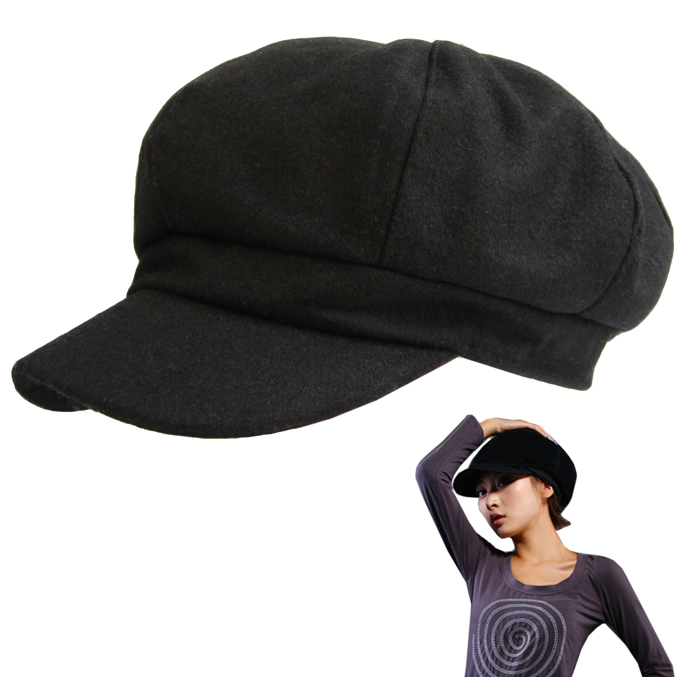 J008wa women's male spring and autumn winter woolen newsboy cap painter cap fashion octagonal hat
