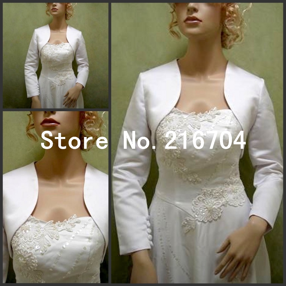 JAC009 Hot Selling White Mini Long Sleeves Bridal Jackets