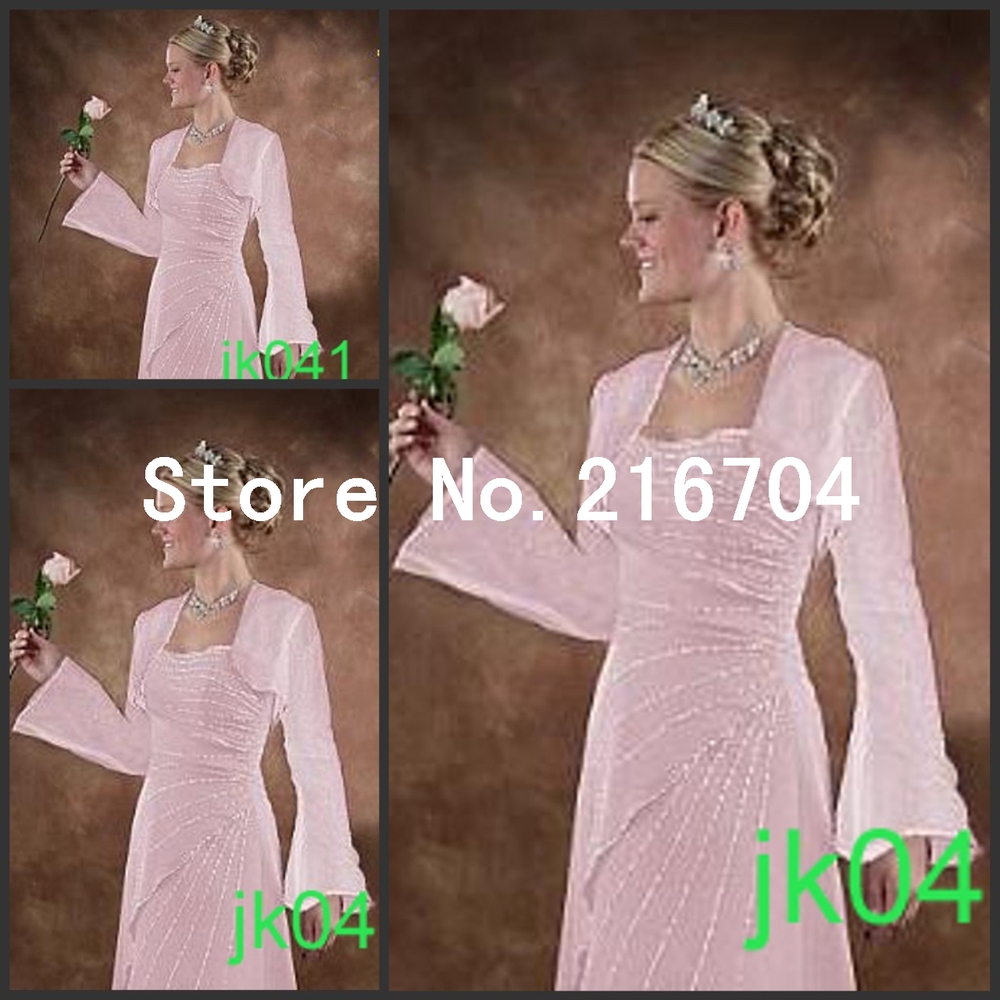 JAC052 Fashion Mini Long Sleeves Pink Bridal Jacket