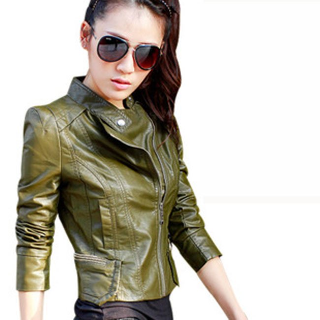 Jacket Leather  Good Quality Free ShippingPU Short Leather Zipper Slanting Ladies' Motocycle Spring Coat Wholesale Retail WP1446