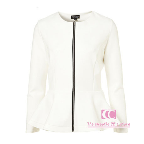 Jackets women spring and autumn victoria classic(black/white)ruffle sweep long-sleeve o-neck slim women's coat(XS/S/M/L/XL/XXL)