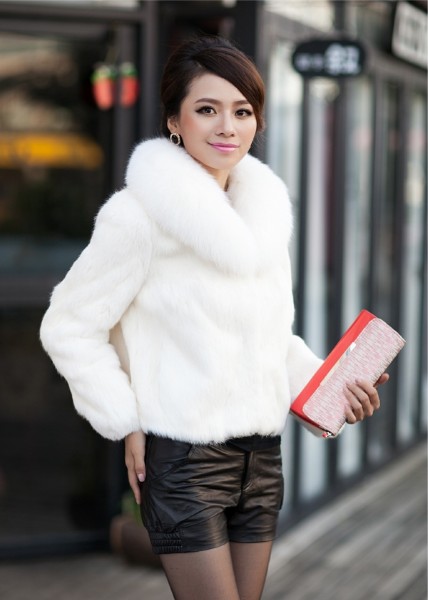 Jade 2012 rabbit fur full leather fur short jacket ultralarge fox fur short design women's 1258