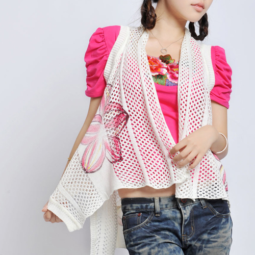 Jade 2012 women's cutout knitted air conditioning service sweet hook needle flower sweater cardigan