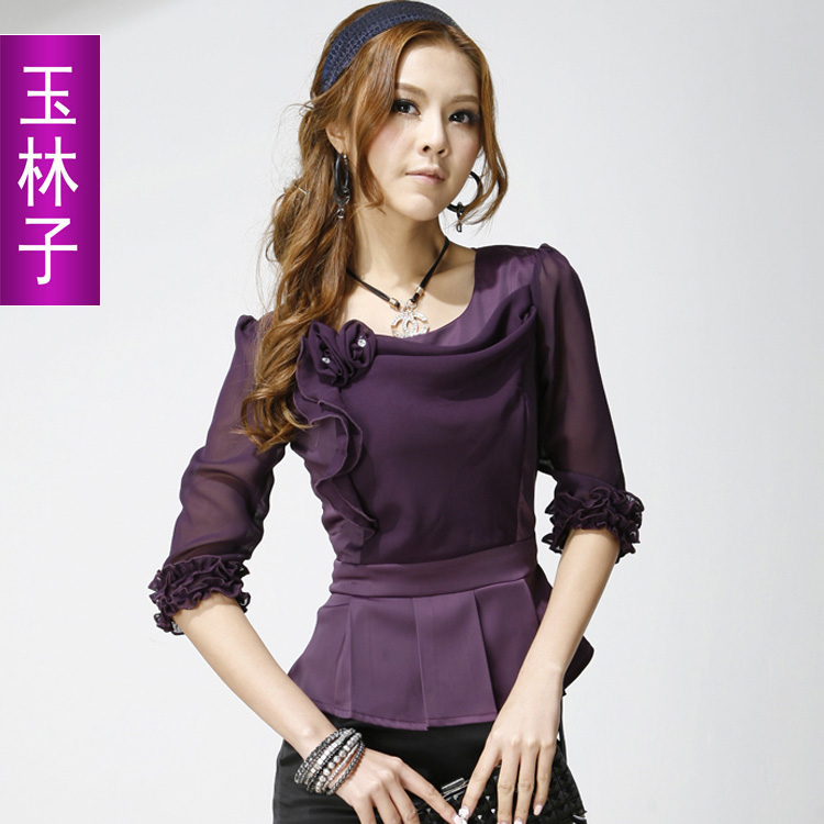 Jade 322 work wear women's summer ol skirt chiffon fashion plus size set formal female