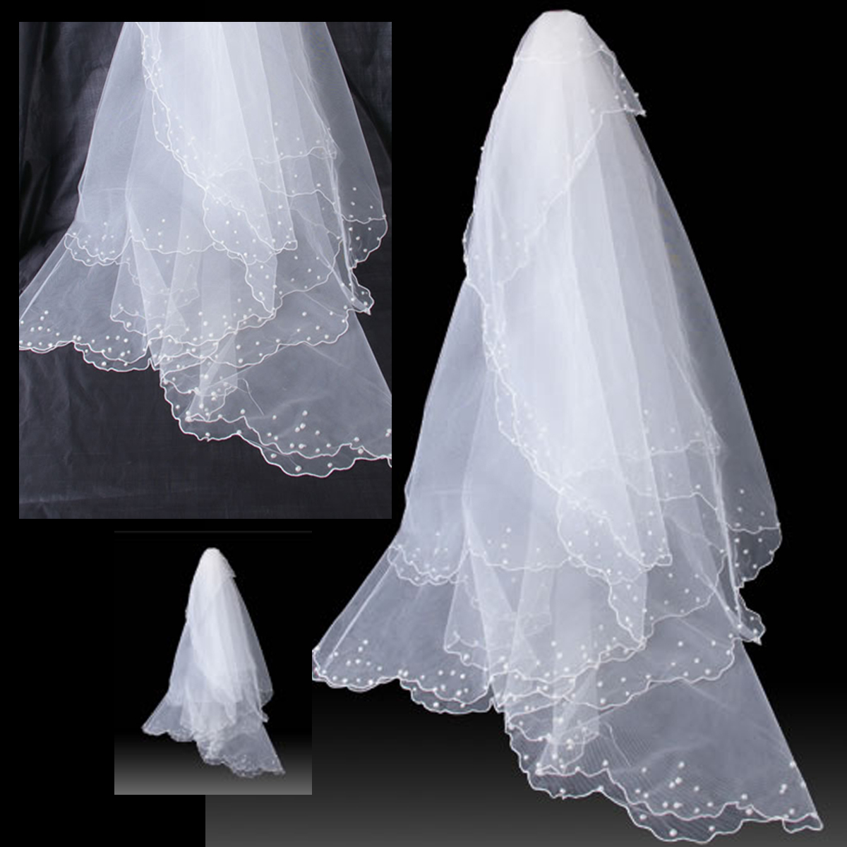 Jade bride 3 meters crescendos bead veil wedding dress veil bridal veil 5010 meters