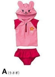 Janpan Brand Nisse* style kids swimsuit online+girls swimming+children thermal swimwear+rabit style swimsuit and pants for:1-7Y