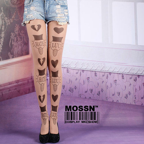 Japan harajuku Sexy Stylish Tatoo Pattern Sheer  thin  Pantyhose socks Stocking Tights Leggings