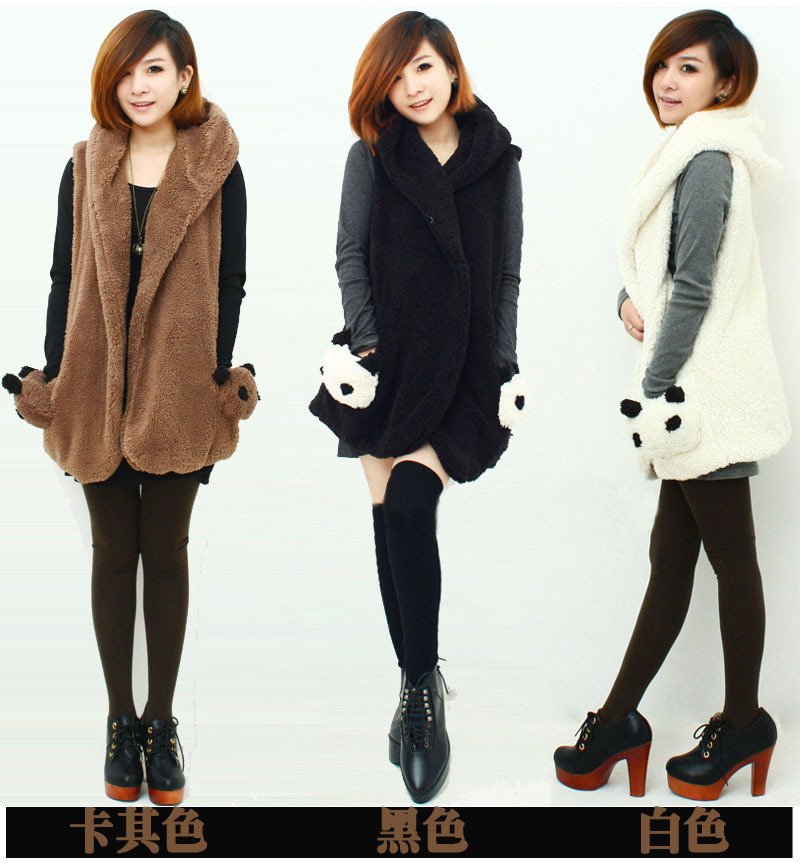 Japanese autumn ladies cashmere fashion panda vest