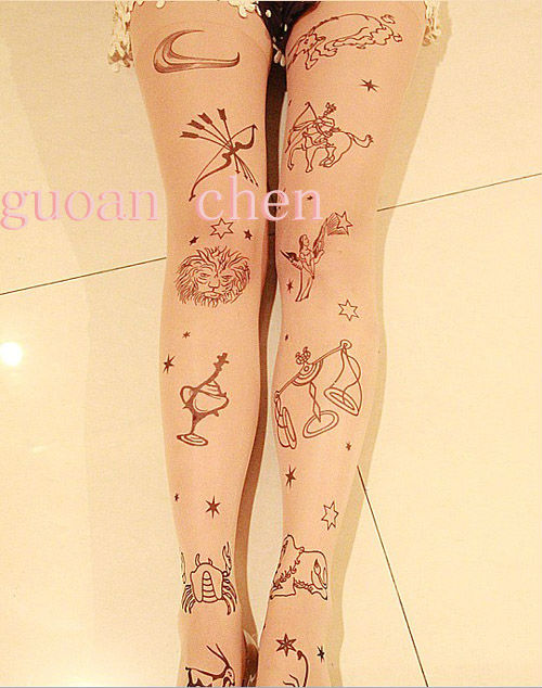 Japanese Constellation Women's Tattoo Stocking Tattoo Pantyhose Stocking