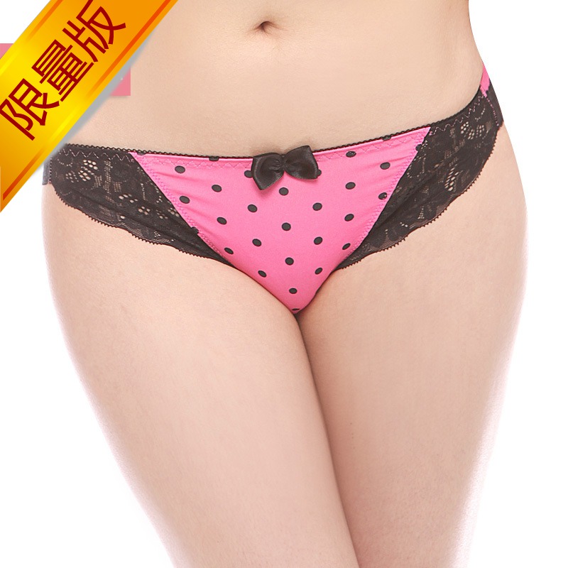 Japanese original single new fashion cotton sweet wave point bow Ms. sexy Bottom low rise briefs