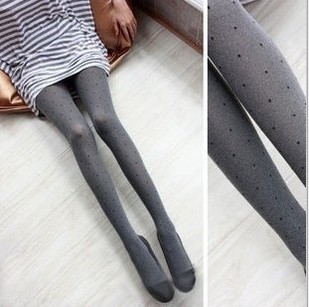 Japanese retro wave water hemp gray jade little dots velvet pantyhose  10pcs/lot Free Shipping