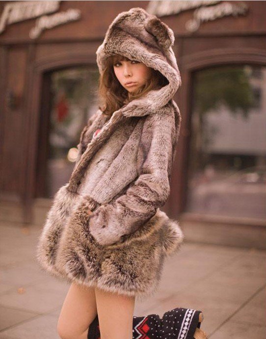 Japanese Style Cute Women Faux Fur Garment/Coat Free Shipping