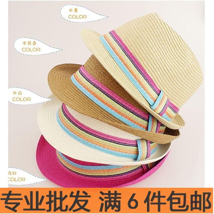 Japanese style fedoras knitted small fedoras jazz hat strawhat decoration general