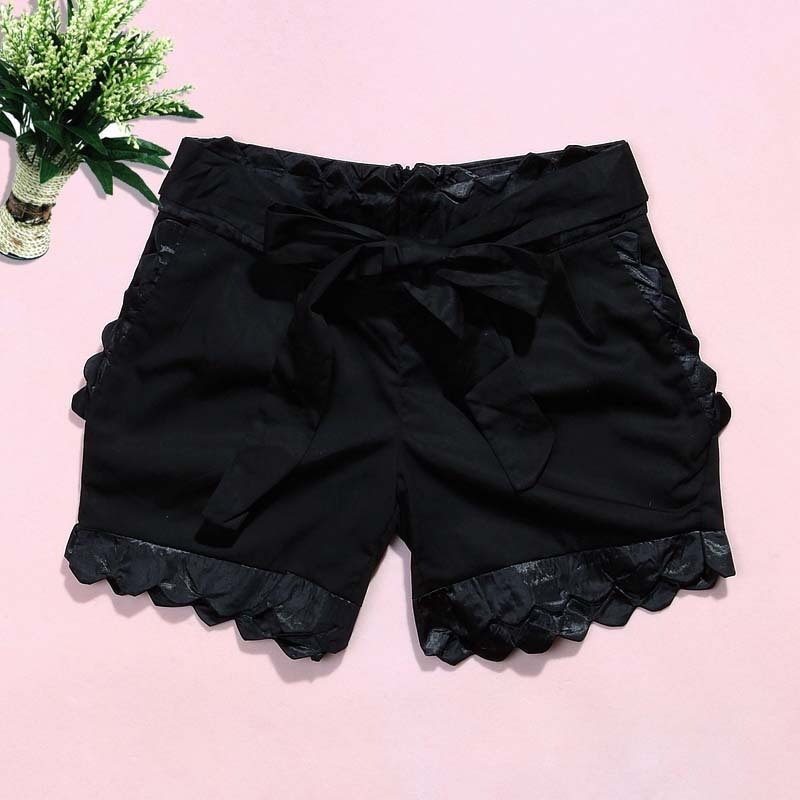 Japanese style lacing patchwork all-match shorts d366b