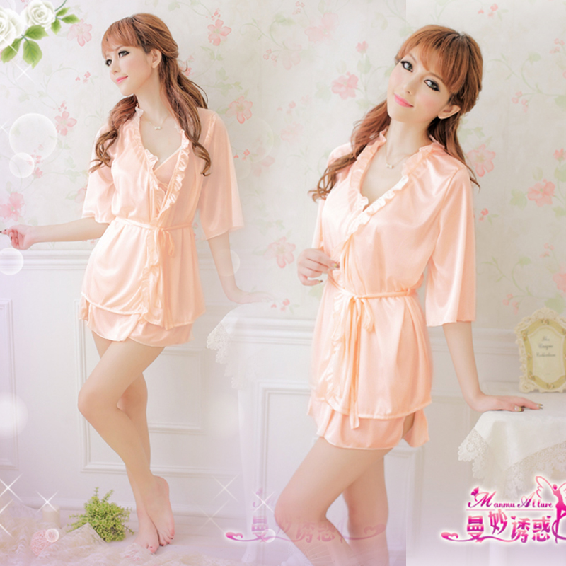 Japanese style sexy robe sleepwear twinset bathrobes women sexy nightgown summer lounge sleep set