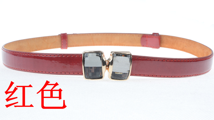 Japanned leather big rhinestone women's belt genuine leather thin belt fashion all-match black cronyism decoration strap