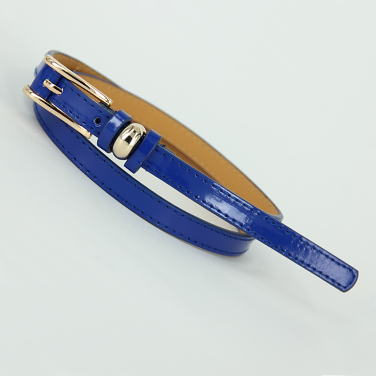 Japanned leather candy color thin belt female pin buckle alloy mesonic belt all-match patent leather thin belt strap