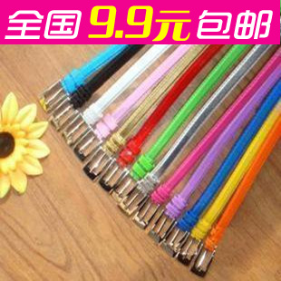 Japanned leather patent leather classic multi-colored pin buckle women's thin belt women's strap