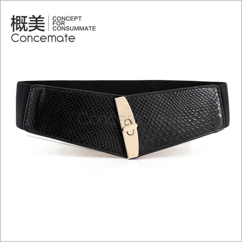 Japanned leather serpentine pattern ultra wide women's cummerbund belt fashion all-match elastic wide belt strap female